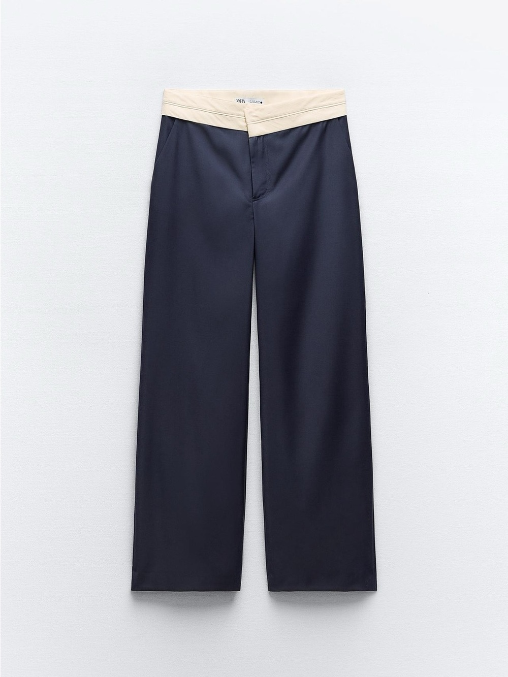 Contrast Waist Straight Leg Pants